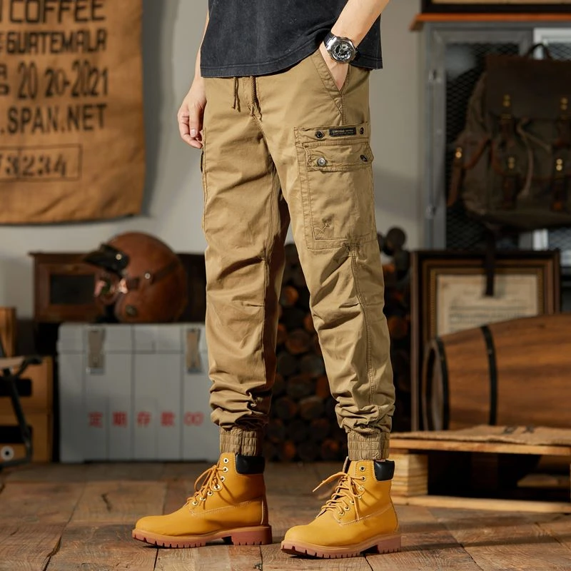 661新款工装裤宽松复古多口袋潮时尚流 百搭微弹力舒适休闲束脚裤