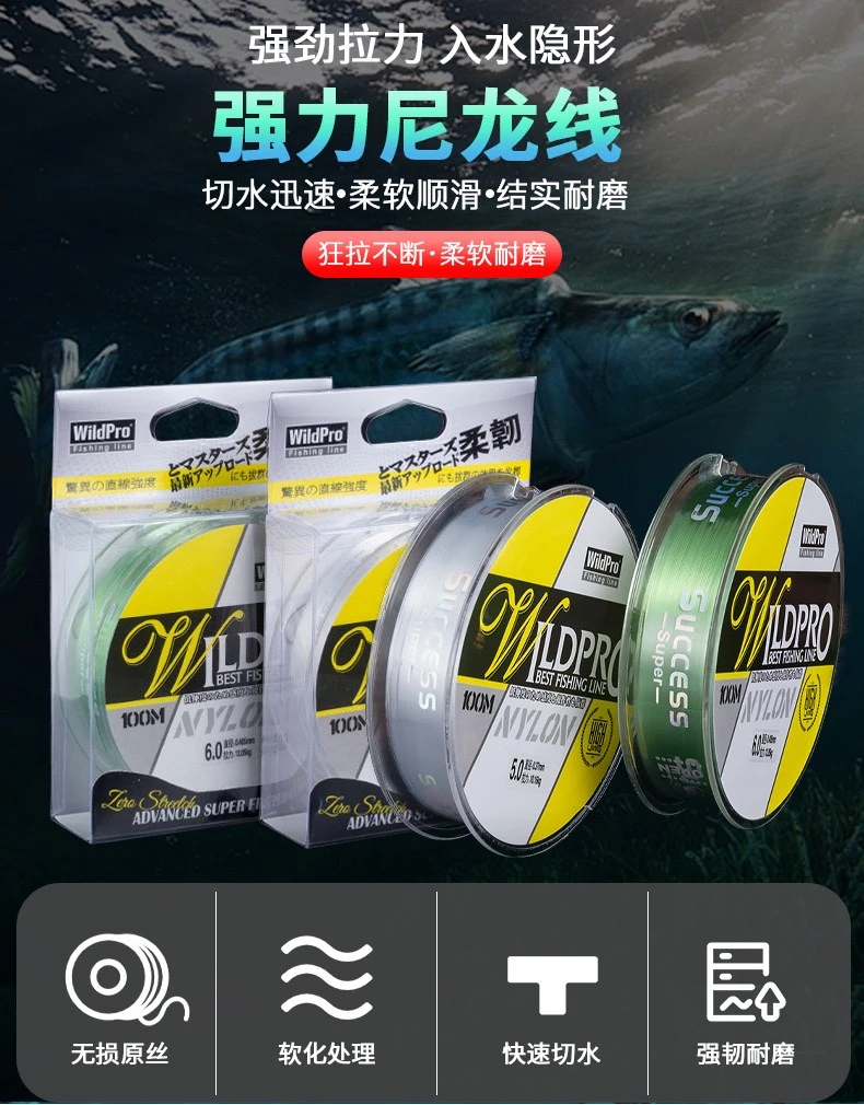 丁丁筏钓记日本原丝鱼线主线子线高强透明尼龙线100米胶丝钓鱼线
