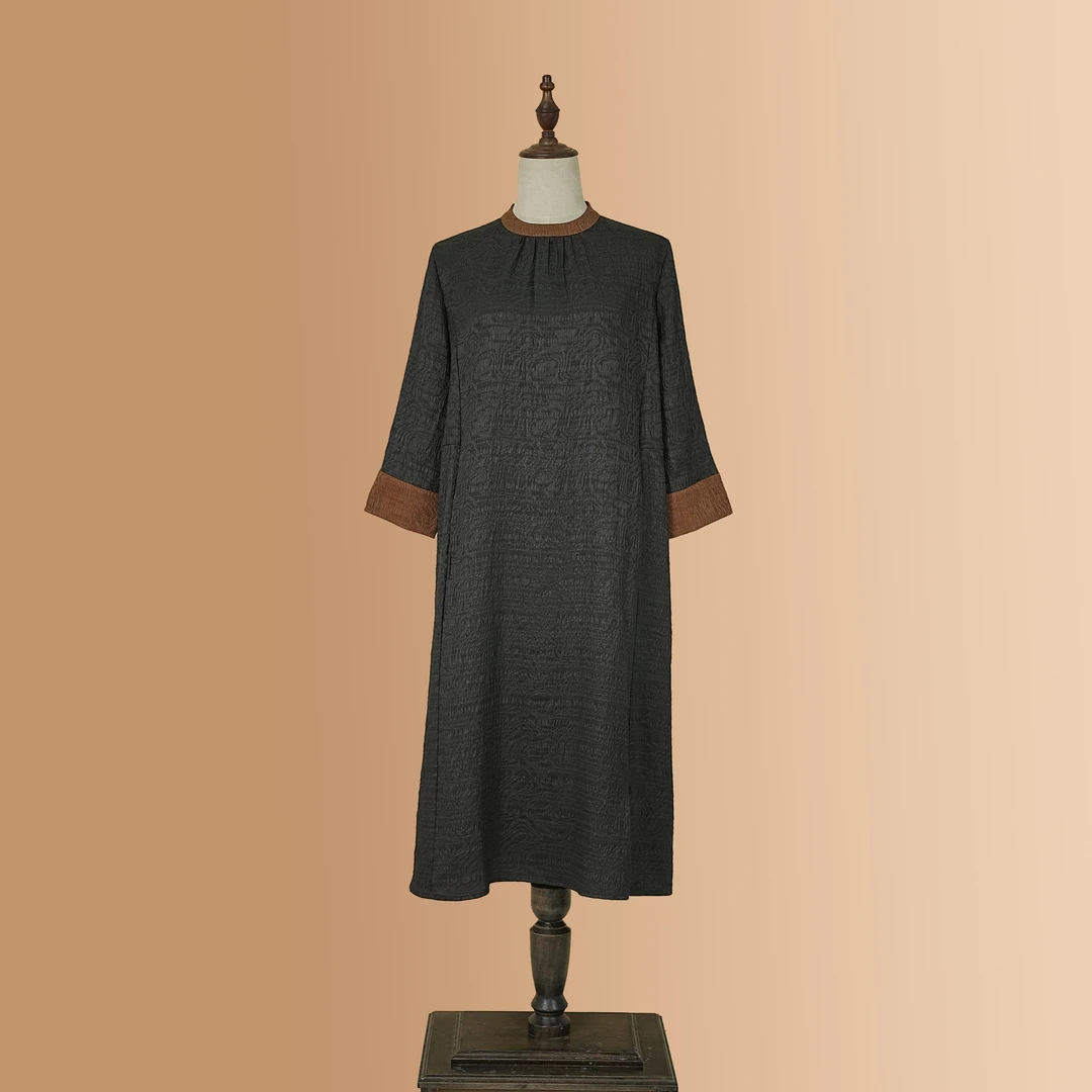 2024年新款优雅气质时尚百搭休闲舒适香云纱连衣裙0014