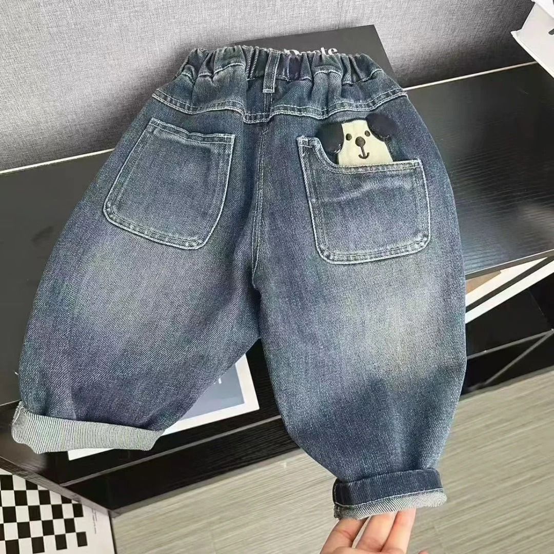 男童牛仔裤秋冬款洋气小童休闲炸街长裤2024秋季新款韩版宽松裤子
