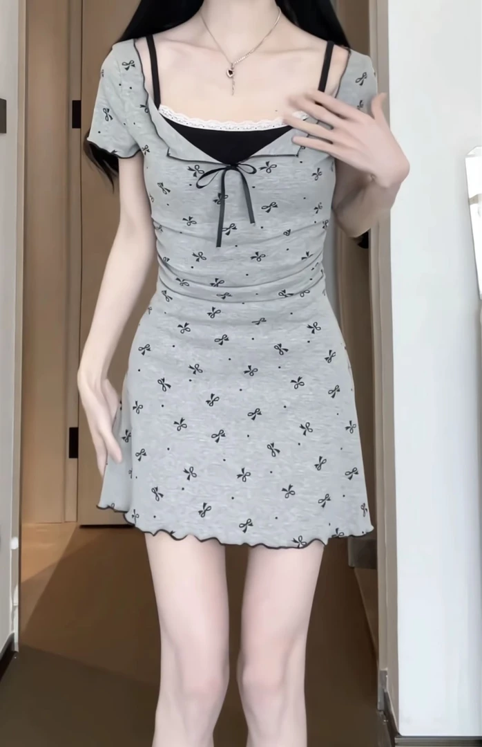 Fan韩版时尚学生洋气复古宽松连体背带裤裙