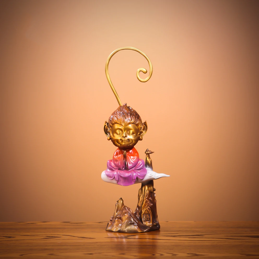 《禅意悟空》  黄铜猴  居家摆件 铜工艺品