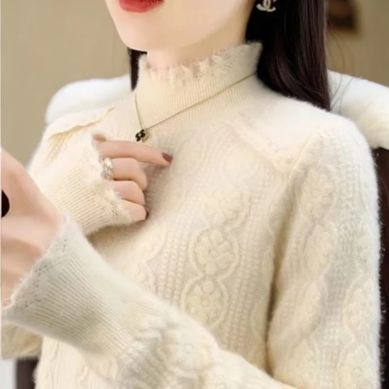 冬季加厚毛衫打底小香风修身毛衣时尚百搭宽松半高领套头套头