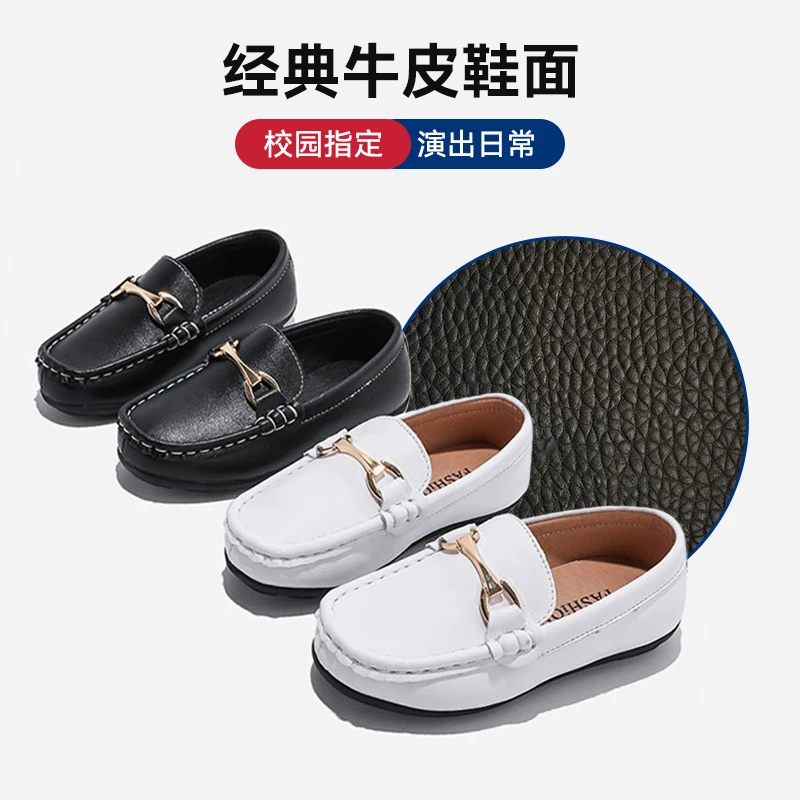 男童皮鞋软底儿童英伦风黑色宝宝豆豆鞋中大童休闲镂空学生防滑鞋