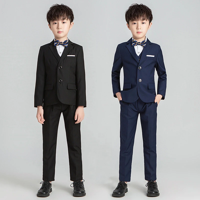 儿童西装套装帅气英伦花童礼服男童小西服中大童男孩钢琴演出服冬