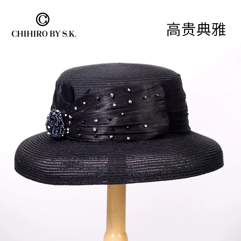 新帽馆高贵度假风显脸小优雅防晒遮阳百搭黑天鹅太阳帽