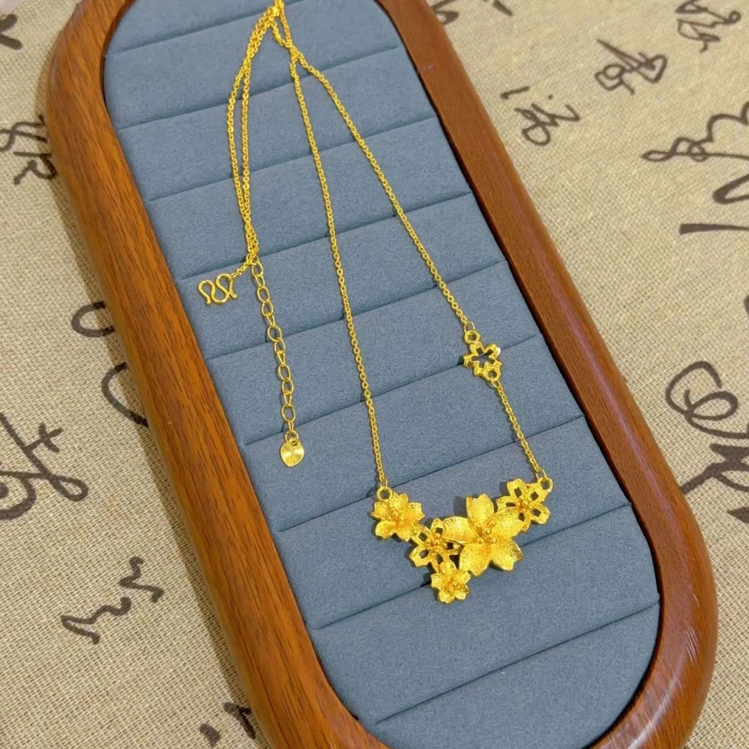 铜合金项链 三生花套链高级感精美百搭繁花锁骨项链