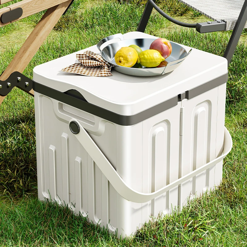 户外露营收纳箱子后备箱整理野营餐箱子汽车载用便携式折叠储物箱