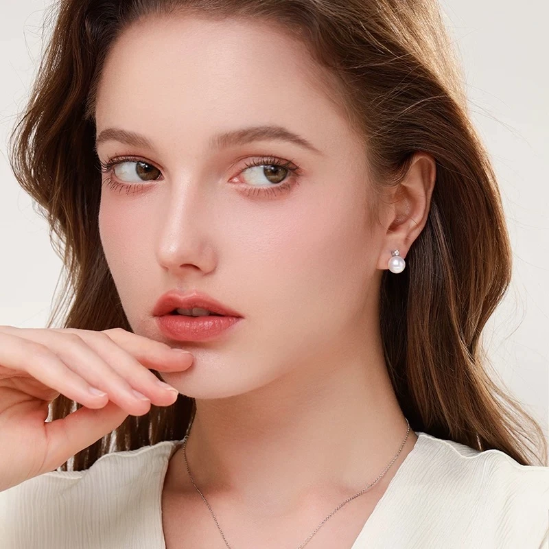 Bne.S本饰 天然淡水珍珠耳钉王妃款纯银耳饰高级感经典珠宝A382