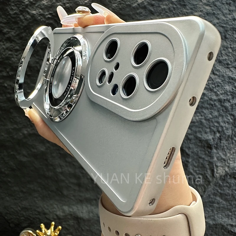 适用华为p50pro手机壳新款huawei套p50银色全包p50e磁吸支架男款p