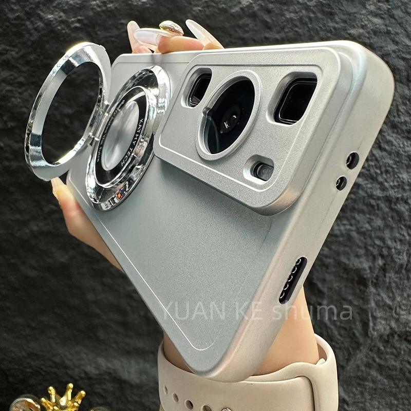 适用华为p60手机壳新款huawei套p60pro银色全包磁吸支架创意男款p