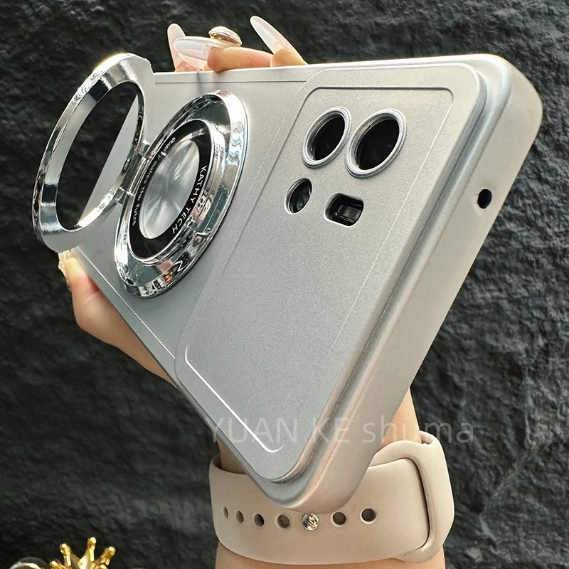 适用vivoiqoo9手机壳新款vivo套iqoo9pro银色全包磁吸支架简约男p