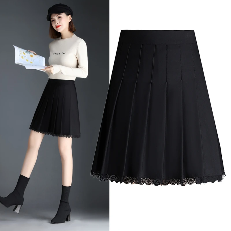 百褶裙女秋冬2024洋气新款防走光百搭小黑裙高腰显瘦a字半身裙