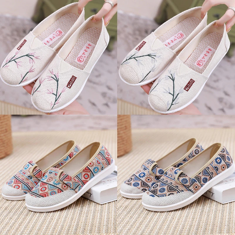 老北京布鞋女鞋软底不累鞋子妈妈鞋亚麻鞋绣花鞋女士布鞋休闲鞋
