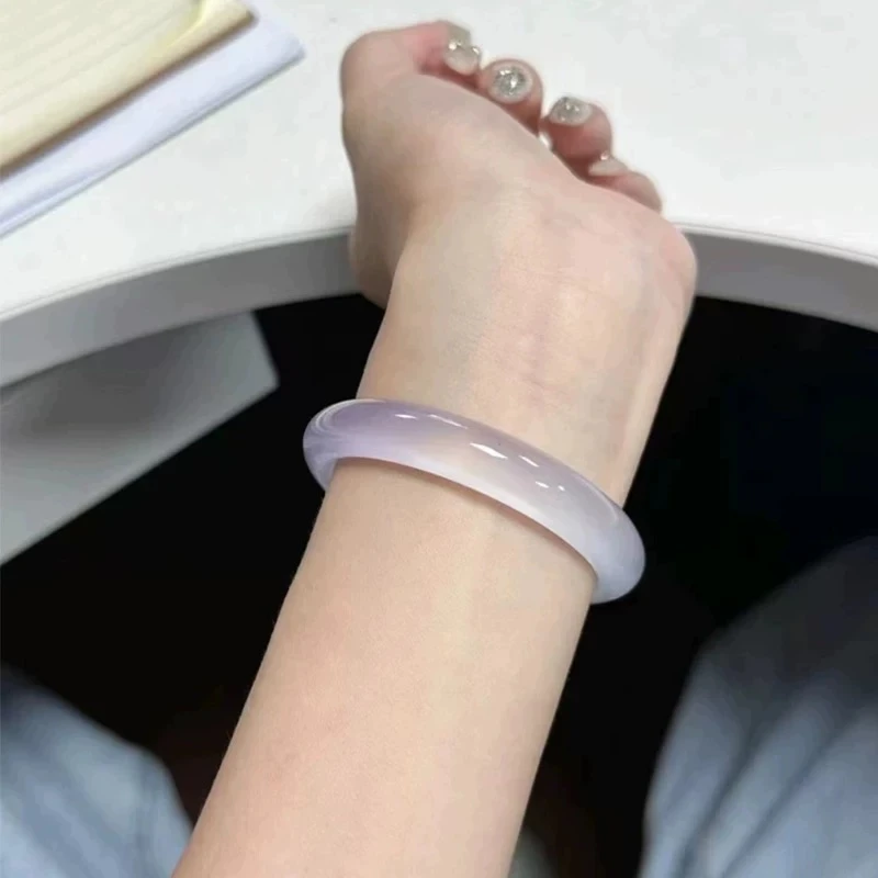 【冰紫手镯玉镯子冰透紫色】圈口齐全白月光猫眼【有正圈有圆条】