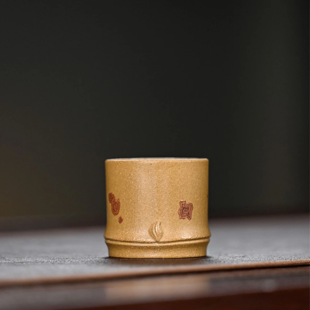 【绞泥·香妃竹节杯】老林出品原矿紫砂绞泥手制精美竹节杯80cc