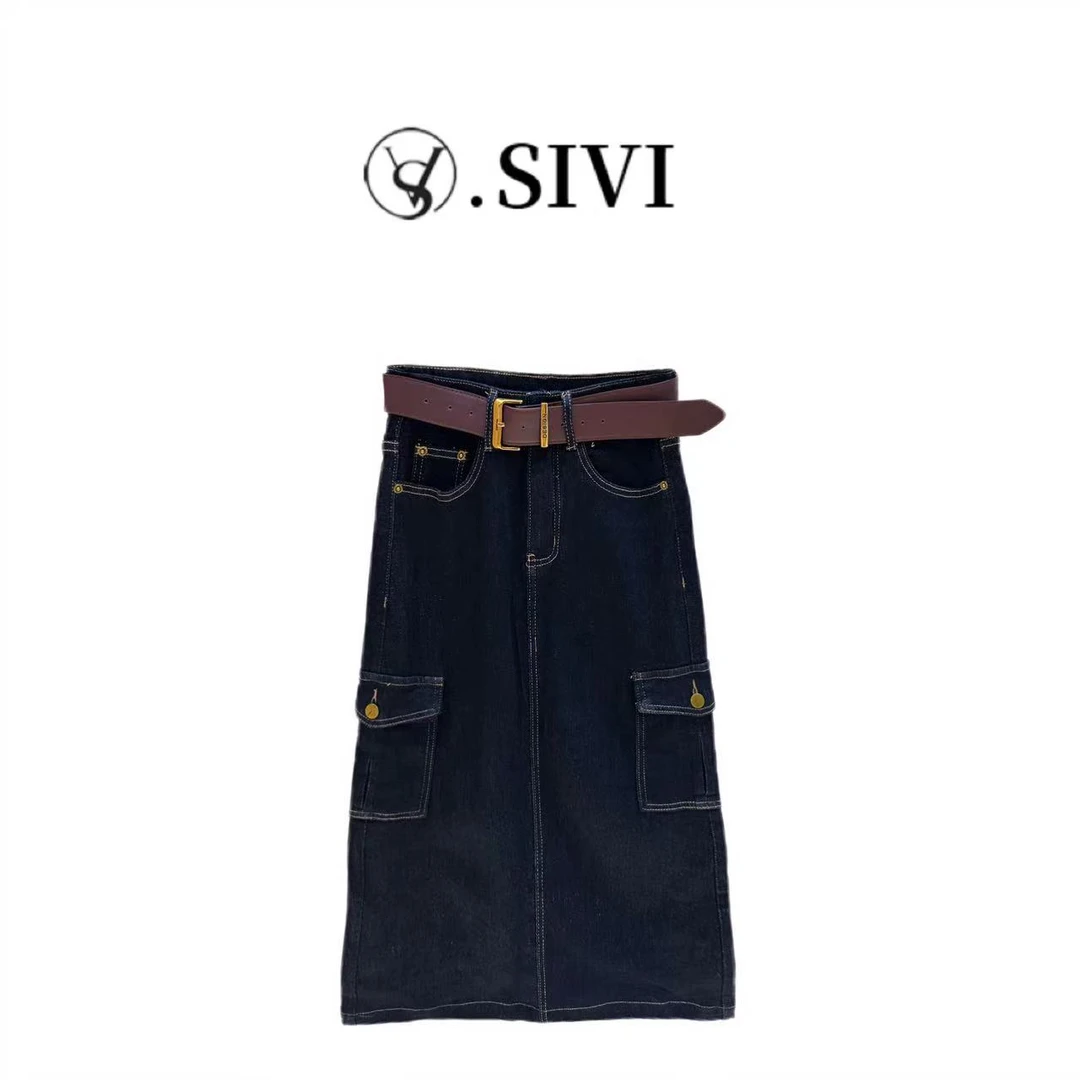 熙薇牛仔中裙【山野柔风】2024早秋新款显瘦休闲时尚半身裙F6131