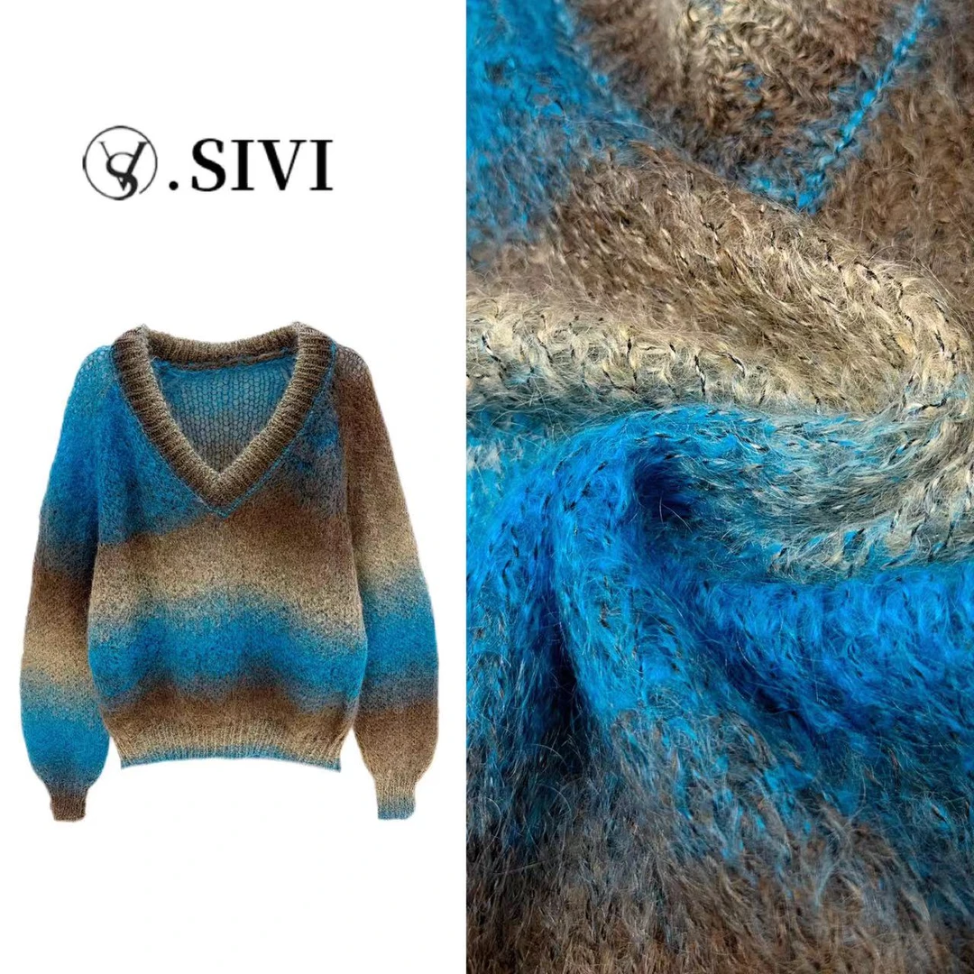 熙薇设计师上衣【霓裳羽衣】2024早秋新款百搭时尚休闲毛衣F6270