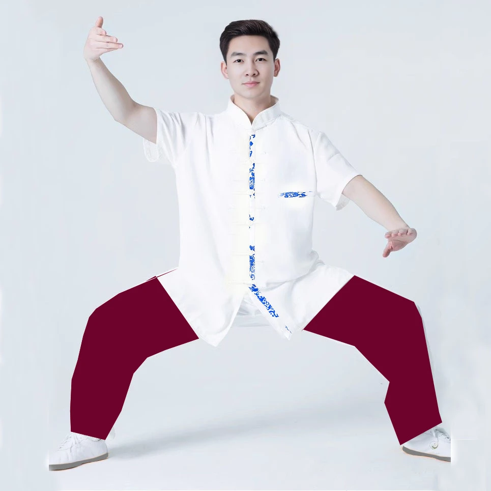 夏季亚麻短袖男女同款套装唐装中国风太极服休闲半袖中式健身服