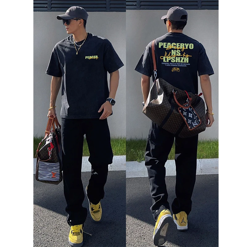 超大码300斤纯棉短袖t恤男款美式2024新款宽松休闲体恤半袖上衣服