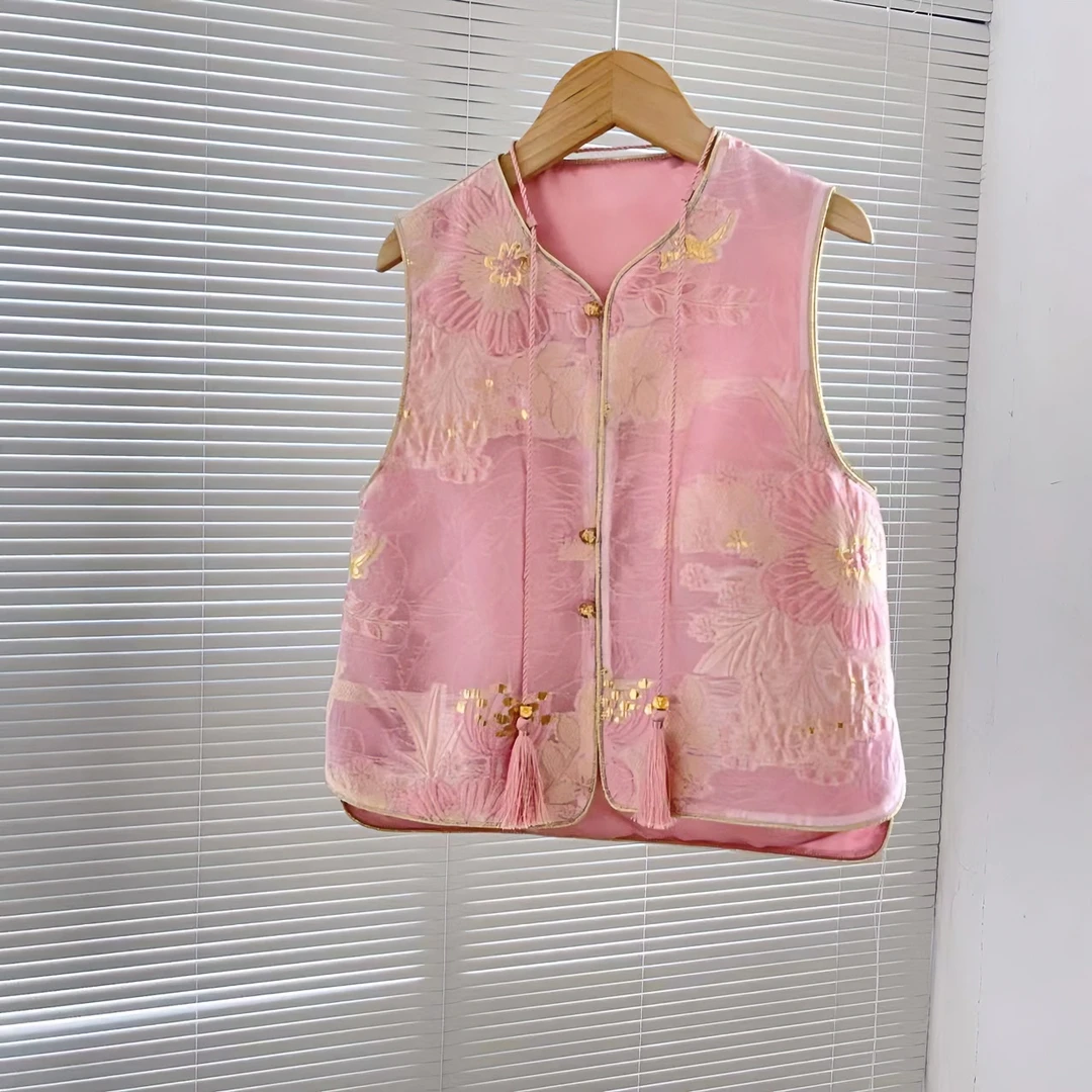 【喜儿定制】春季新款女童复古中国风印花重工中式汉服无袖马甲c113