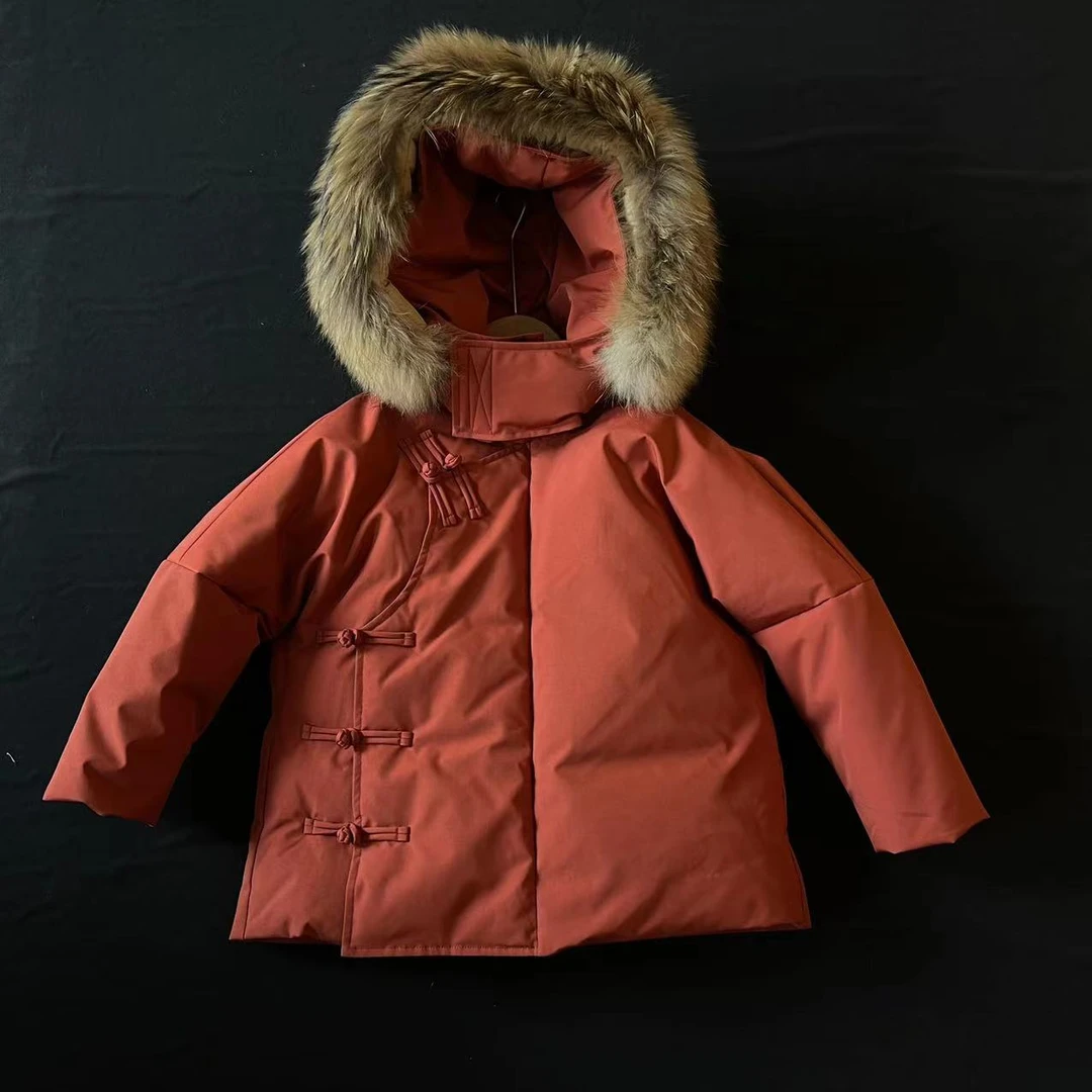 【喜儿定制】冬季新款连帽新国风中长款时尚保暖汉服大毛服中大童