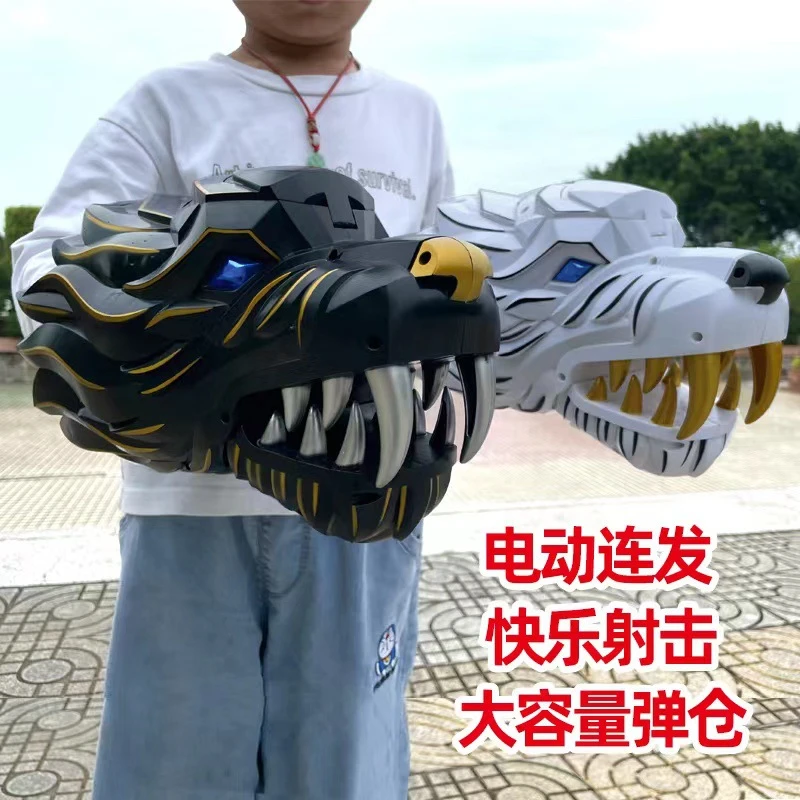 男孩儿童玩具虎头手臂电动连发射击生日礼物男孩机械手臂白虎正版