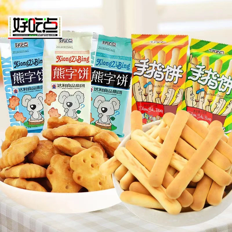 达利园好吃点熊字饼手指饼115克*4包休闲零食饼干