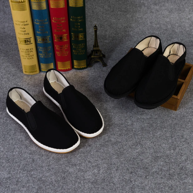 牛四方老北京布鞋牛筋底舒适休闲男鞋黑色透气传统手工布鞋一脚蹬