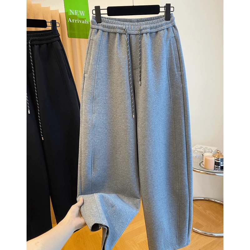 高级感灰色香蕉裤女春秋2024新款宽松休闲卫裤弯刀裤镰刀裤长裤子