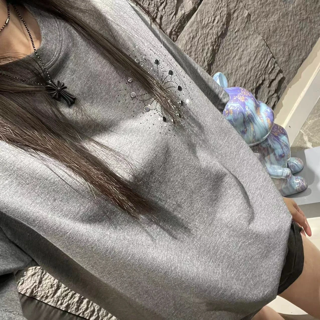 【杨娇娇COCO】重工梵文烫钻情侣款T恤