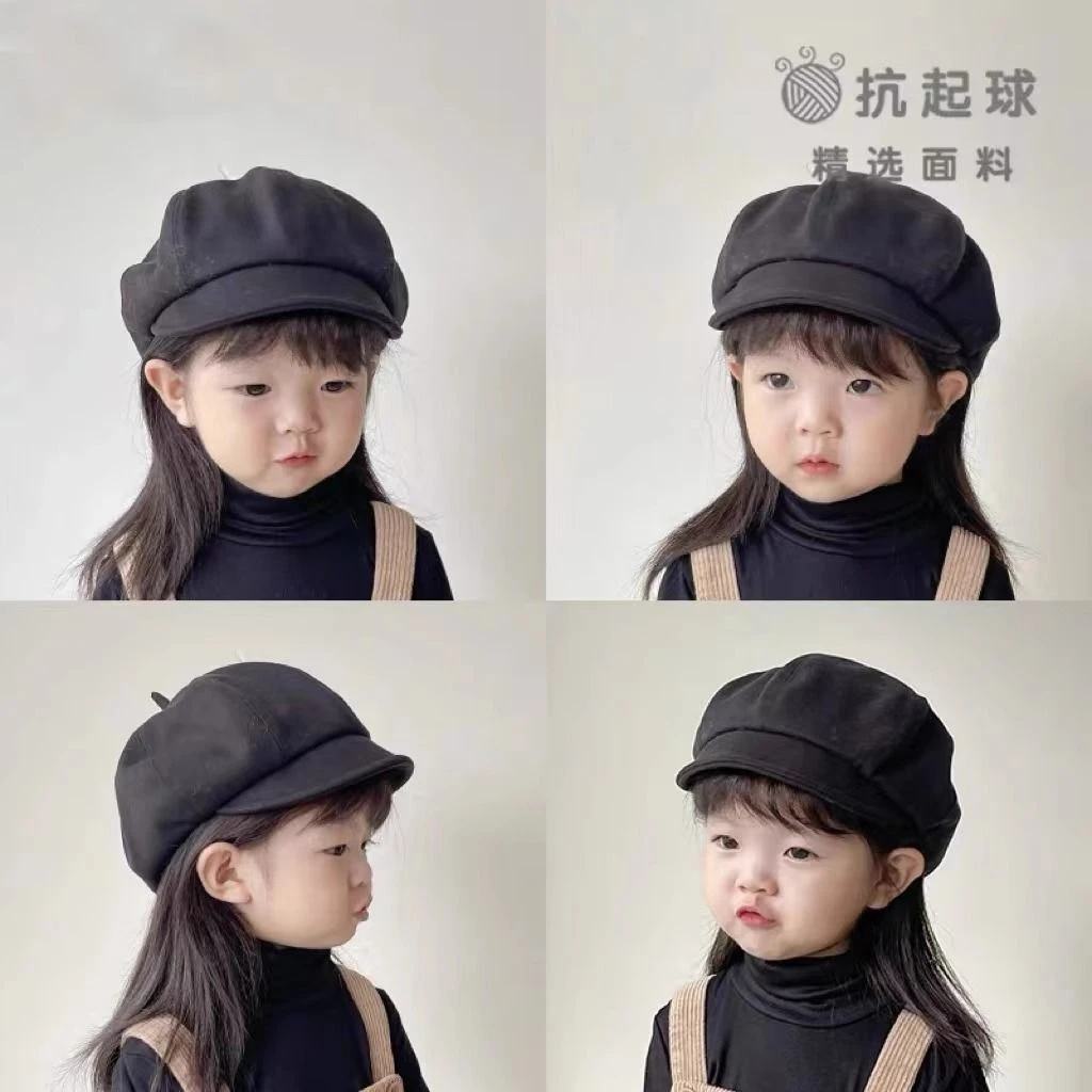 宝宝帽子春秋款儿童尖尖角韩系贝雷帽男女宝宝纯色时尚百搭鸭舌帽