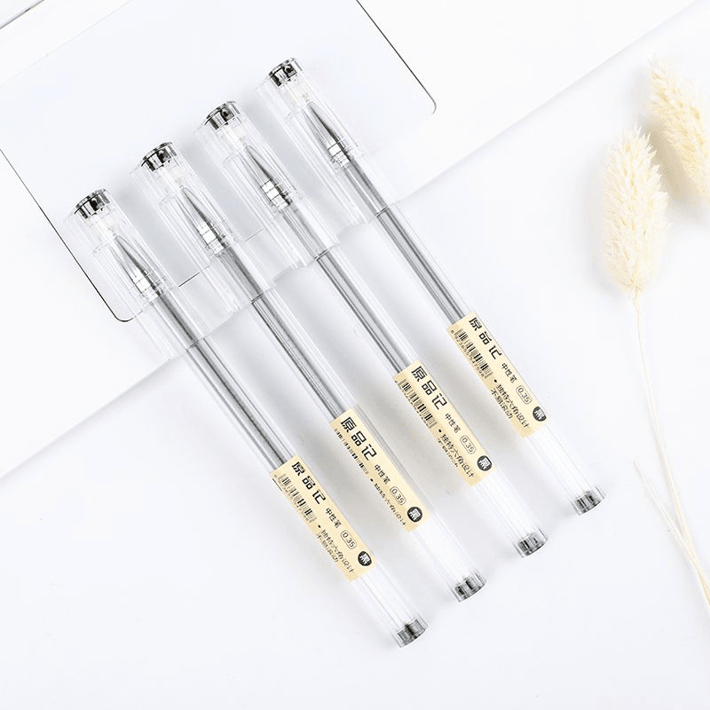 日系简约无印风透明笔杆中性笔大学生办公签字笔黑色碳素水笔文X