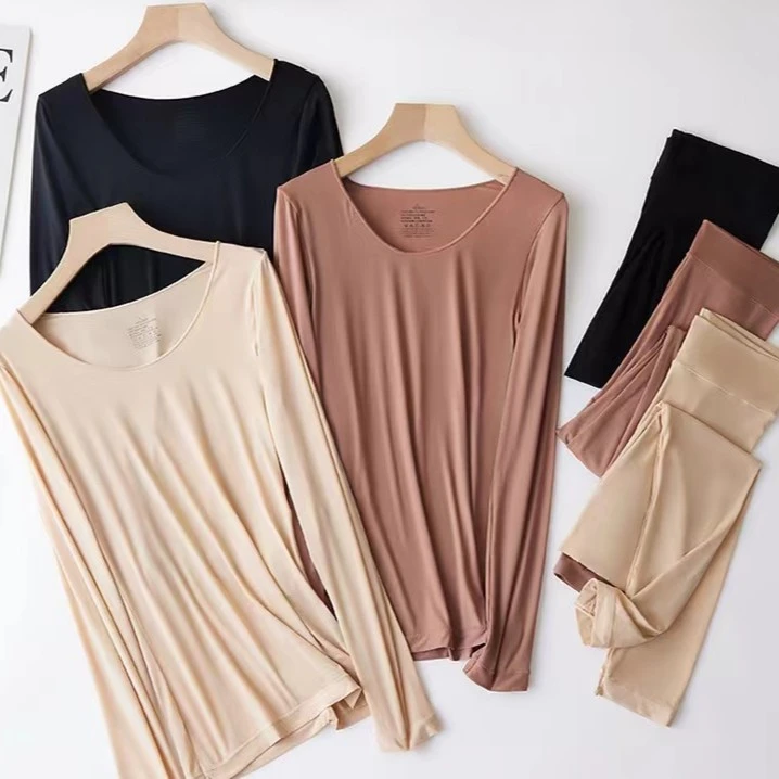 女士保暖套装女士打底家居服套装薄款