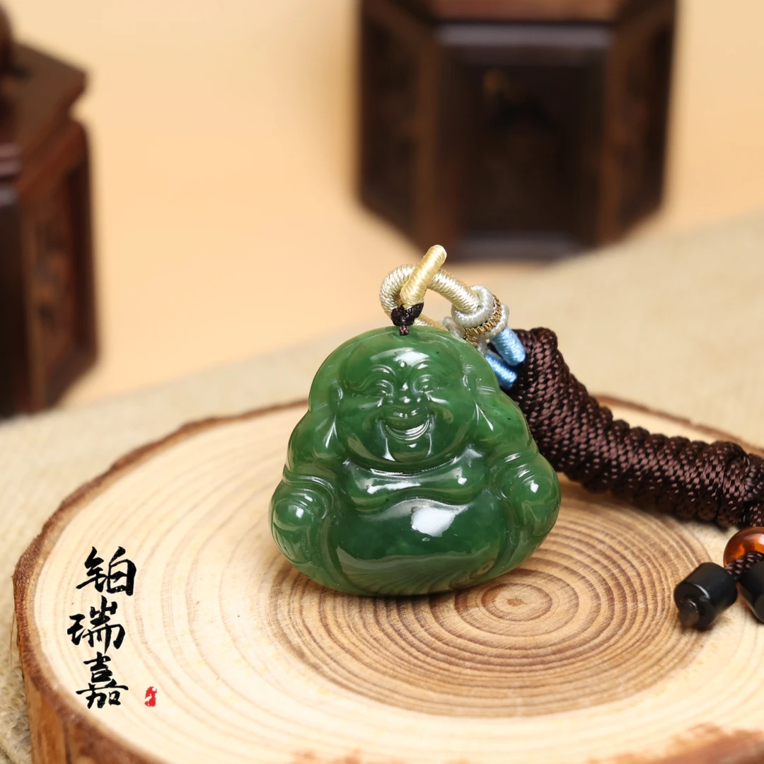 铂瑞嘉精雕天然和田碧玉佛公吊坠男女款玉坠 商品多样性择一发货