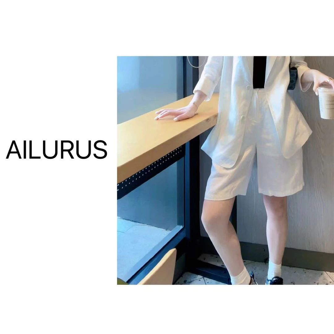 AILURUS 【洗尽铅华】2024夏季高端欧货100%亞麻百搭休闲时尚短裤