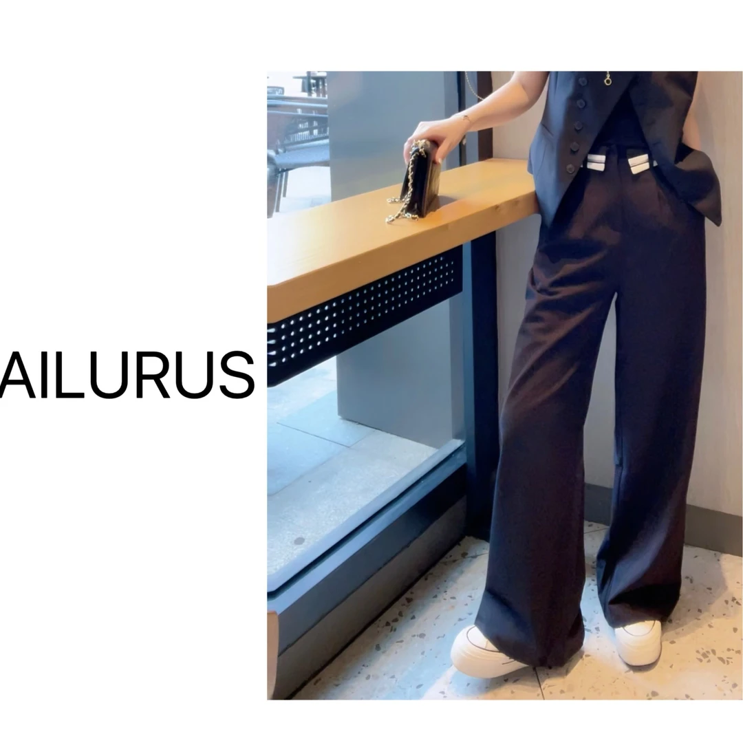AILURUS 【拼接设计】2024春季时尚设计感百搭休闲直筒西裤