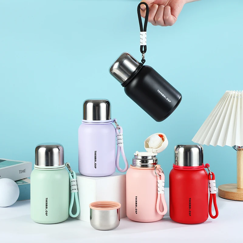 圆墩墩创意简约真空两用双层可爱便携手提双饮杯