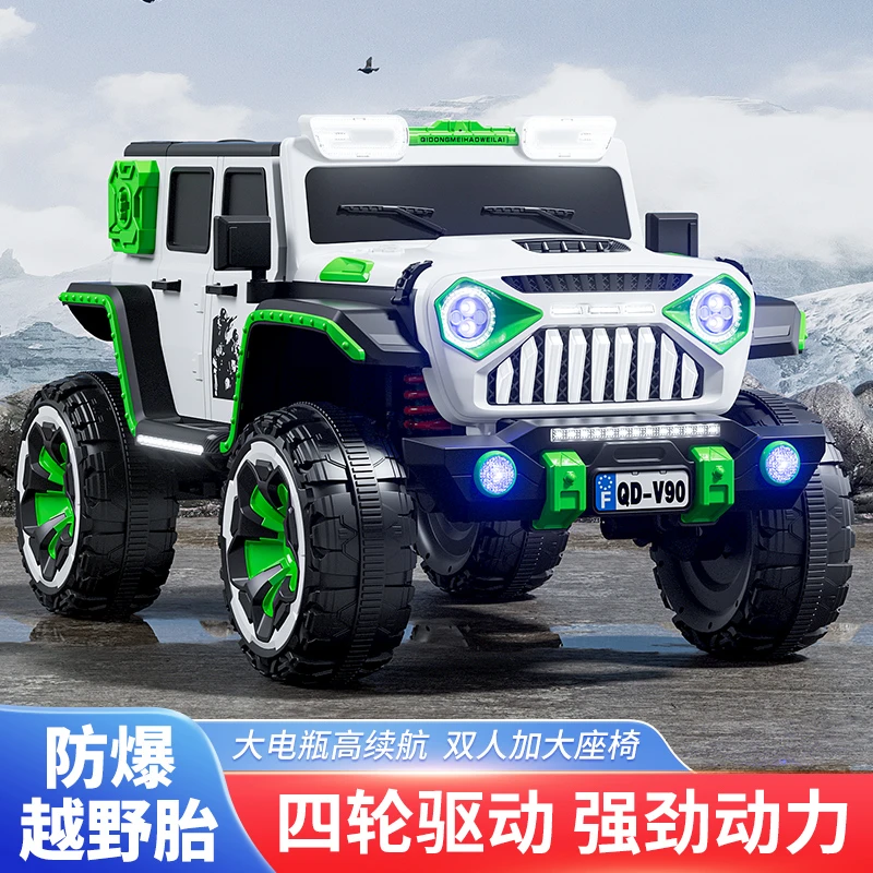 儿童大号越野电动车四轮遥控汽车可坐人童车男女宝宝玩具车灯光
