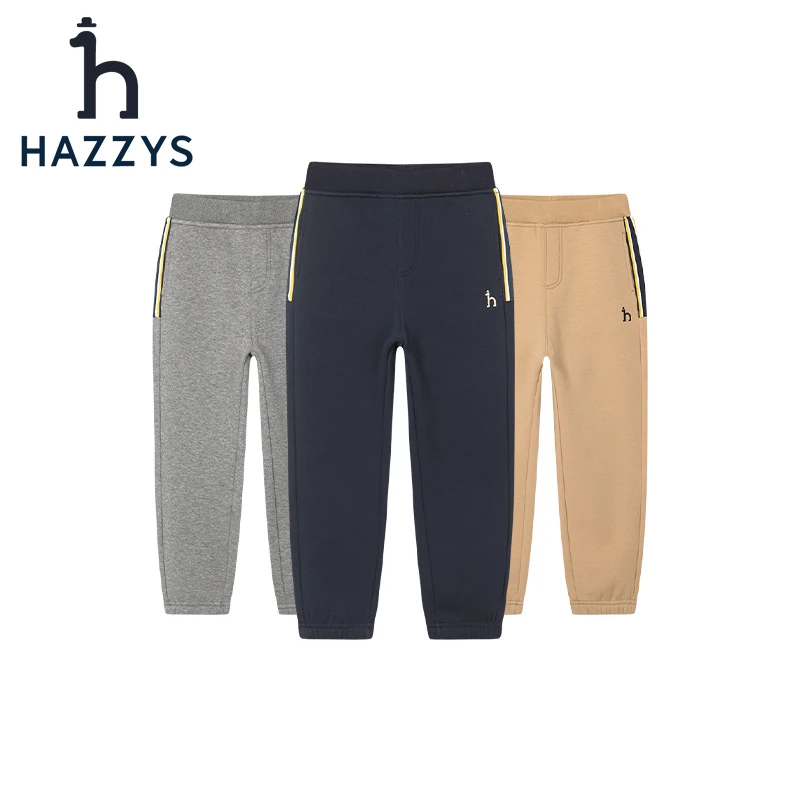 Hazzys/哈吉斯品牌童装【暖冬】男童长裤针织一体绒中大童秋季休闲