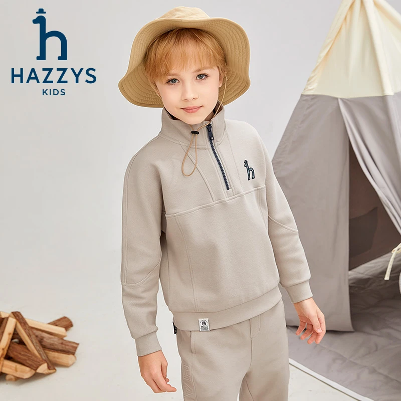 Hazzys/哈吉斯品牌童装男童套头卫衣休闲运动舒适时尚男士保暖