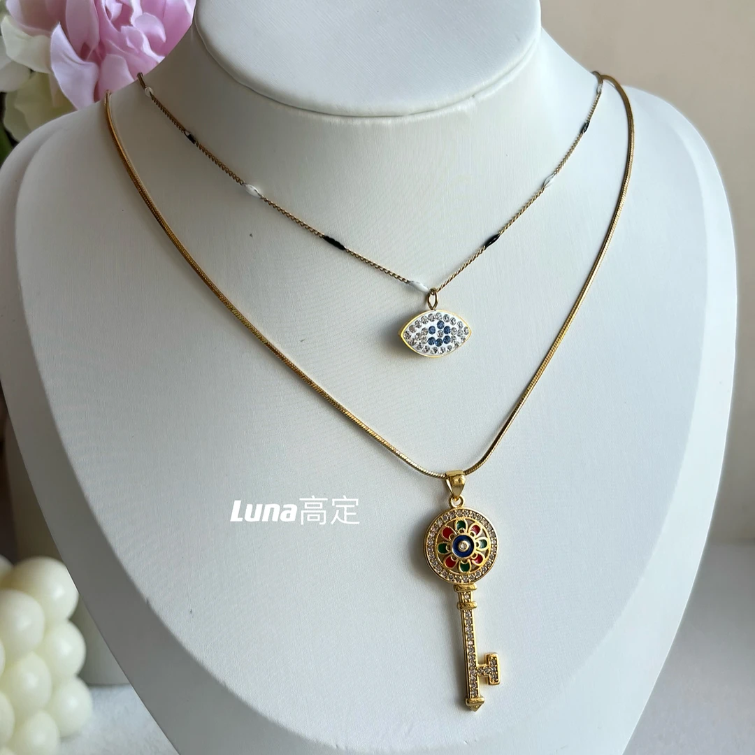 铜合金项链 Luna 008法式复古叠戴系列幸运之钥项链