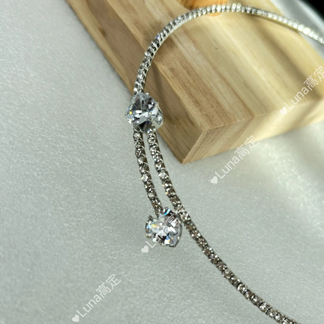铜合金合成锆石项链 轻奢微镶嵌满钻爱心锆石项链小众百搭