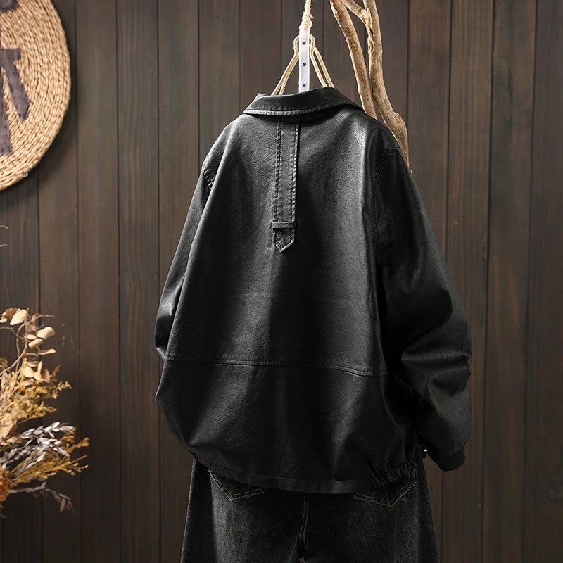 秋季新款翻领黑色皮衣外套女宽松显瘦pu皮机车服港风夹克上衣女款