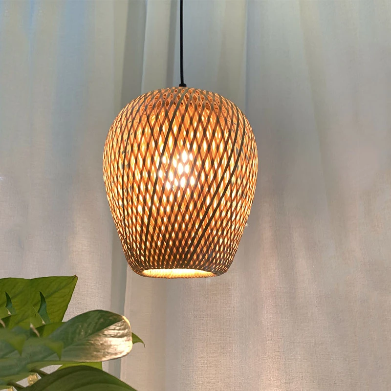 茶室灯民宿吊灯文旅小院装饰灯床头吊灯吧台灯竹藤手工编织氛围灯