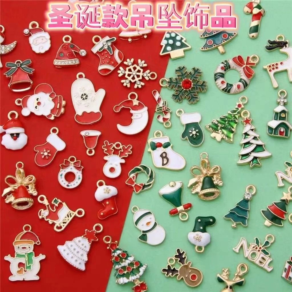 网红ins圣诞款合金滴油合金美甲圣诞老人雪花麋鹿系列迷你