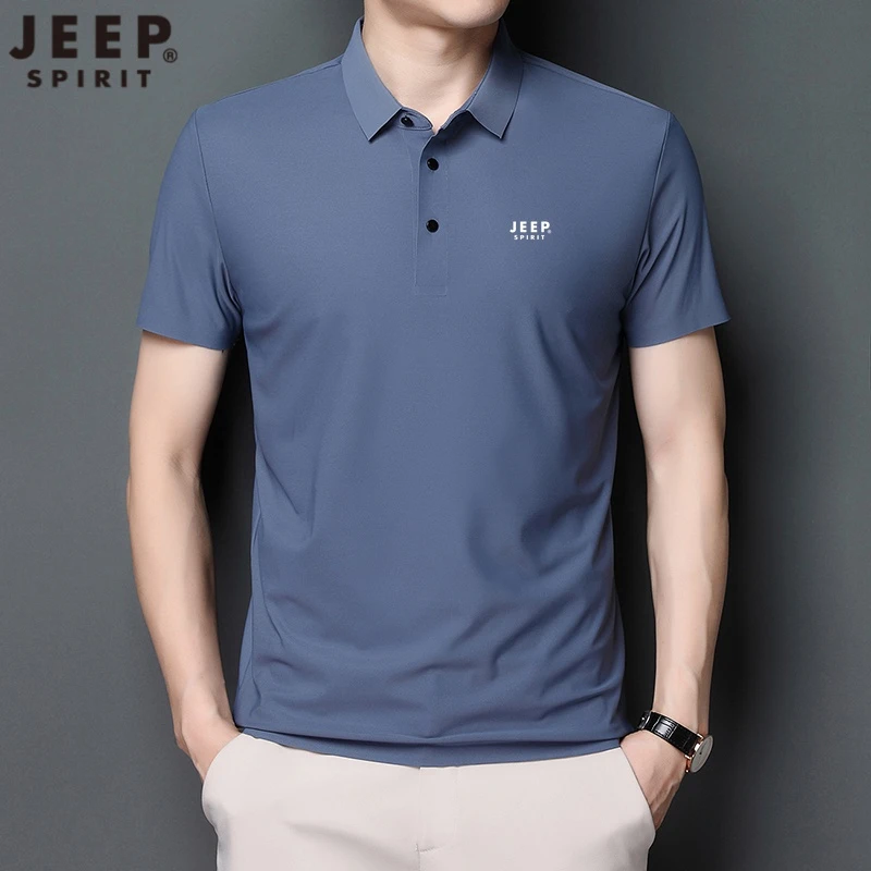 JEEP吉普短袖t恤男士polo衫时尚休闲夏季透气冰丝半袖百搭中青年