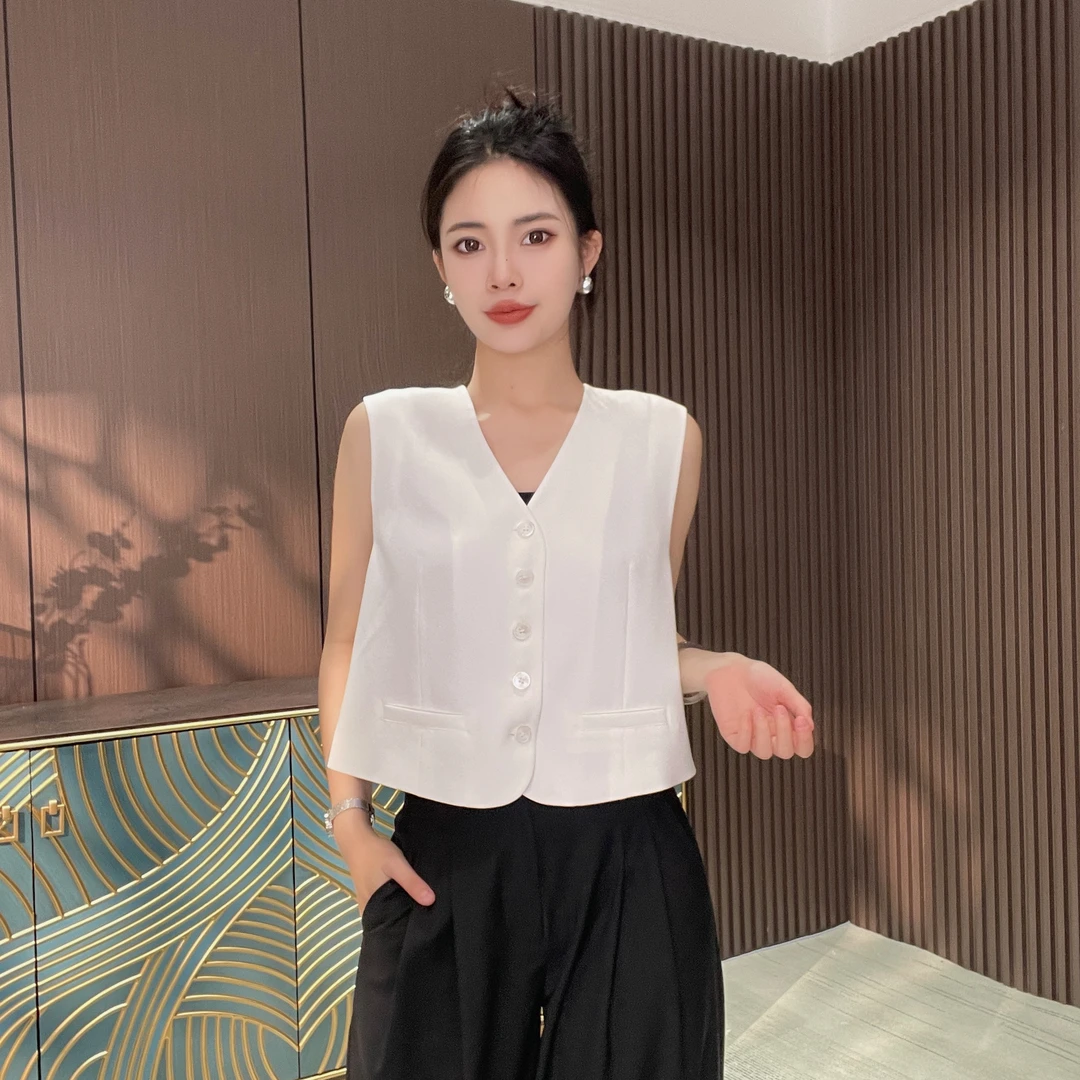 【墨秀丝绸】高定醋酸16姆米双绉桑蚕丝显瘦百搭醋酸马甲8756M