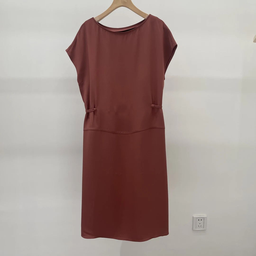 【100%桑蚕丝】30姆米重绉坎肩袖女士真丝连衣裙917L