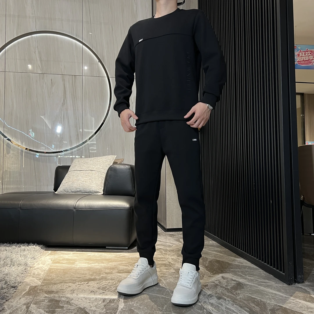 2025时尚休闲运动工装长袖百搭潮流圆领简约男士卫衣卫裤秋冬帅气